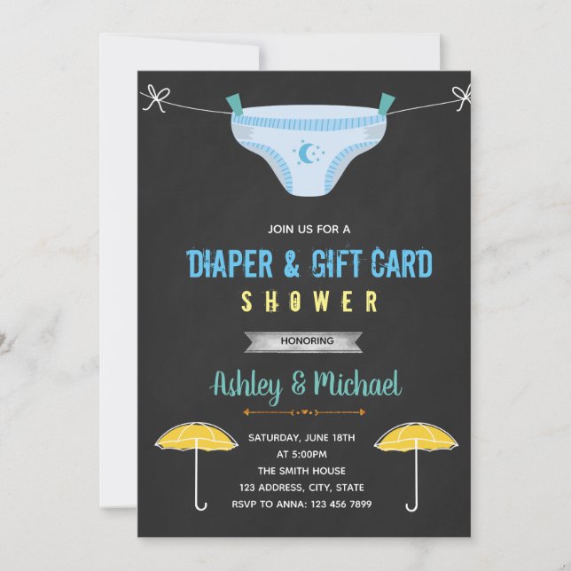 Plat et carte cadeau invitation à la douche (Devant)