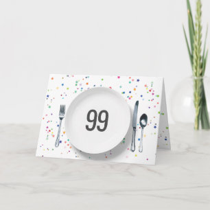 Plate and Silverware for 99th Birthday Card