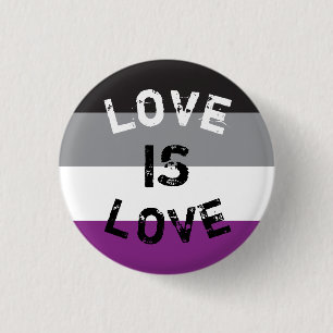 Plate Asexual Flag Love - Love is Love 1 Inch Round Button
