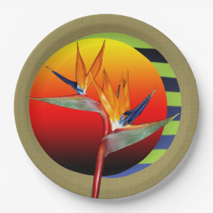 Plate Bird of Paradise flower Tropical Abstract