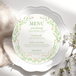 Plate de carte de menu fleur sauvage fin