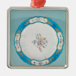 Plate decorated with a floral pattern, Sevres Metal Ornament