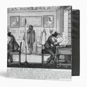 Plate engravers working with gallery binder