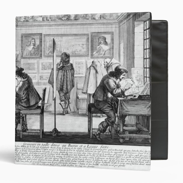 Plate engravers working with gallery binder (Front/Inside)