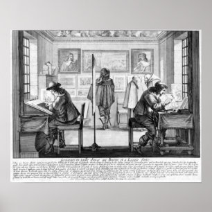 Plate engravers working with gallery poster