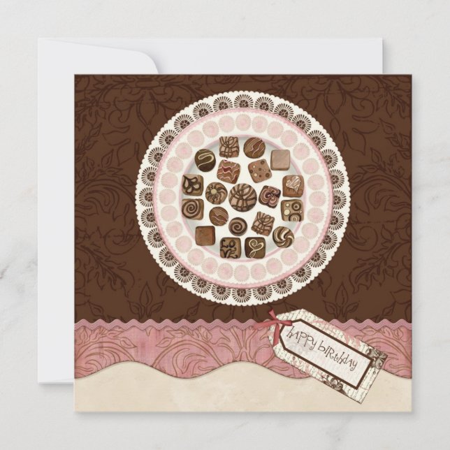 Plate full of Chocolates Birthday Party Invitation (Front)