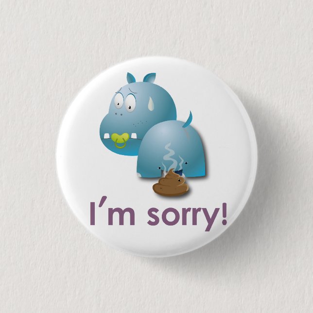 Plate hippopotamus 1 inch round button (Front)