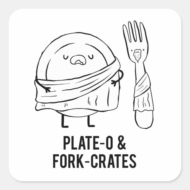Plate-O and Fork-rates Philosophy Pun Sticker (Front)