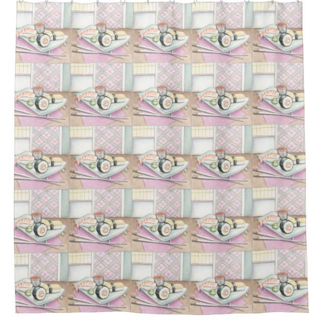 Plate of Assorted Sushi with Chopsticks (Front)