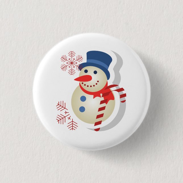 Plate of snowman 1 inch round button (Front)