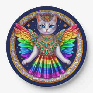 Plate   Rainbow Pride Cat Fairy Angel Party 