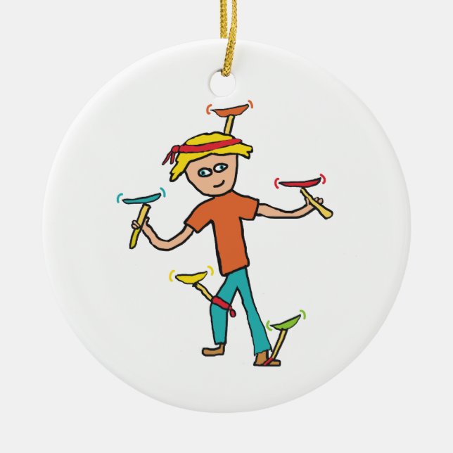Plate Spinning Ceramic Ornament (Front)