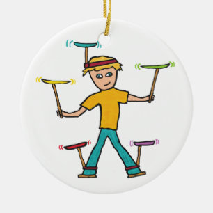 Plate Spinning Ceramic Ornament