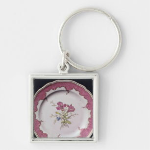 Plate with botanical design keychain
