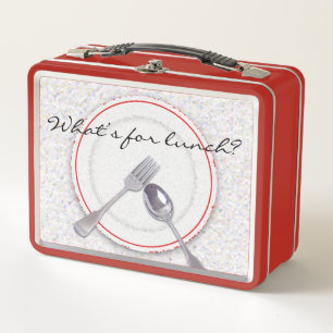 Plate with Fork and Spoon Metal Lunch Box