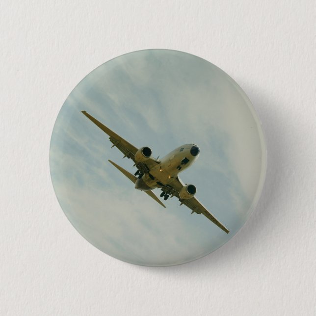 Plate with vintage airplane 2 inch round button (Front)