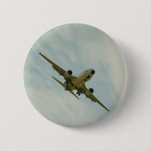 Plate with vintage airplane 2 inch round button