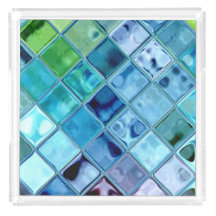 Plateau acrylique de colombe Turquoise tropicale