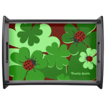 Cute Green Red Ladybug Clover Feuilles Nom de fami