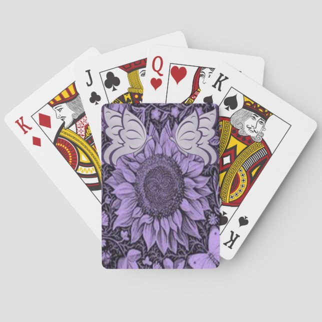 Plateau de cartes de jeu floral (dos)