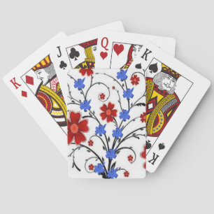 Plateau de cartes de jeu floral