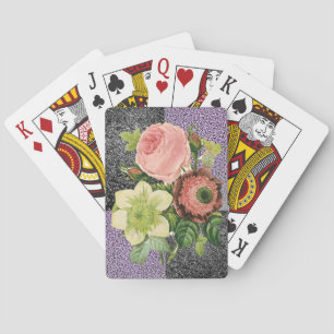 Plateau de cartes de jeu floral