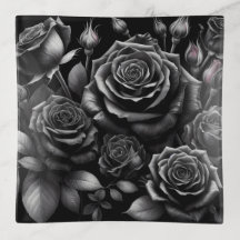 Plateau de rangement en verre Black Rose