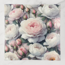 Plateau de rangement en verre rose tendre
