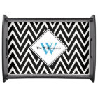 Plateau de service de monogramme Chevron moderne n