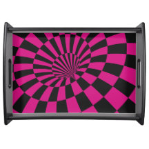 Plateau de service Illusion optique noire et rose