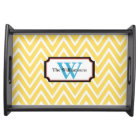 Plateau de service moderne jaune Chevron Monogramm