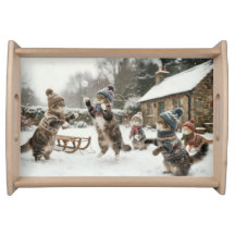 Plateau de service vintage pour bataille de boules