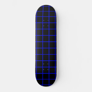 Plateau de skateboard à motif quadrillé bleu et no