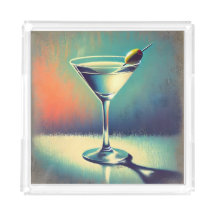 Mid Century I Love The Blues Martini Art