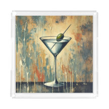Mid Century Mixed Media Martini Art