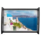 Paradis Grec. Peinture d'aquarelle de Santorini