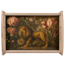 Peinture à l'huile vintage de lion et jardin botan