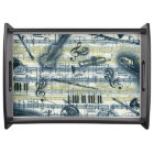 Plateau vintage de portion de motif de musique de