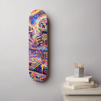 Plateforme de skateboard à miroir crâne psychédéli