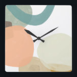 Platelet Square Wall Clock<br><div class="desc">Platelet II by June Erica Vess. Features multiple circles in various sizes, styles, and colours.</div>