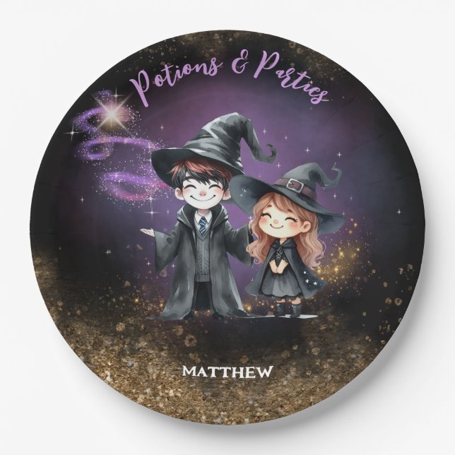 PLATES Wizards and Witches Custom Birthday Party (Front)