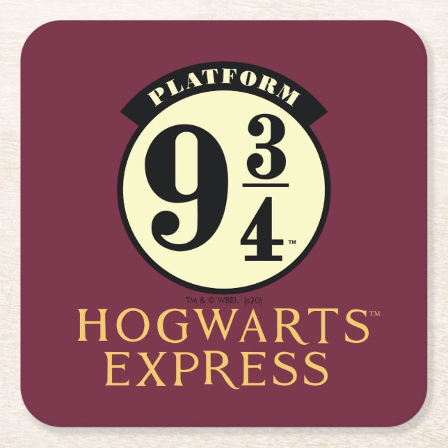 Platform 9 3/4 HOGWARTS™ EXPRESS Icon Square Paper Coaster (Front)