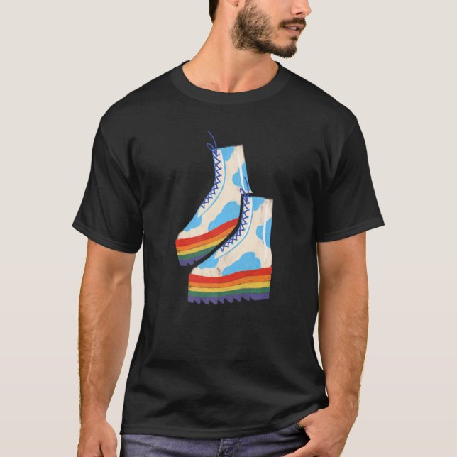 Platform Boots Gay Love LGBTQ+ Cute Aesthetic   T-Shirt (Front)