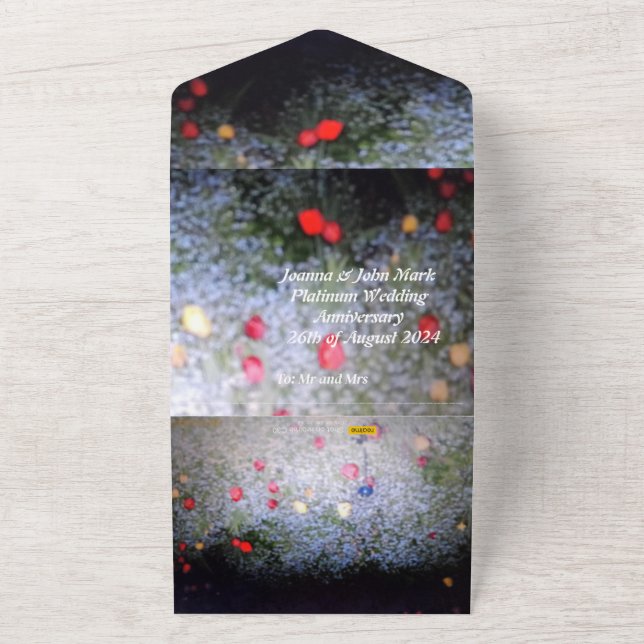 platinum 20th wedding anniversary invitation   (Outside)