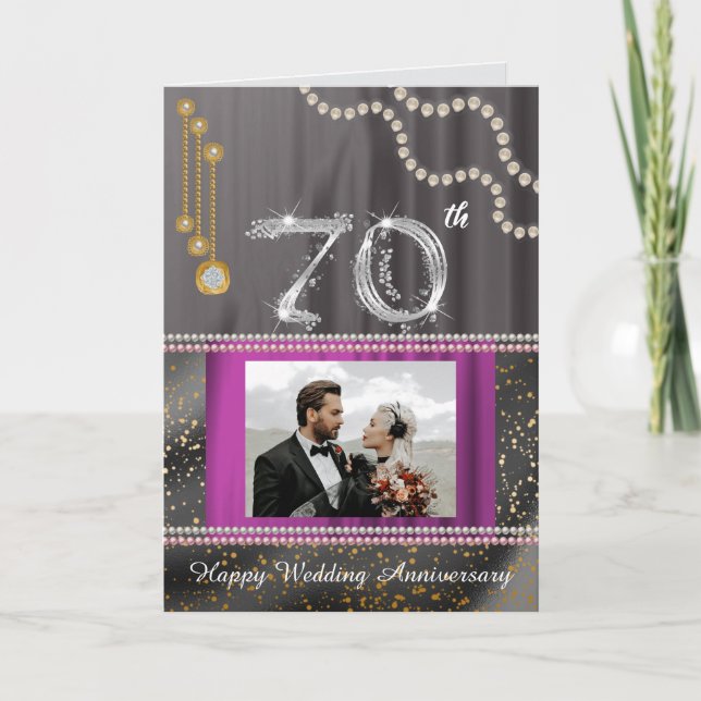 Platinum 70th Wedding Anniversary & Photo Card (Front)