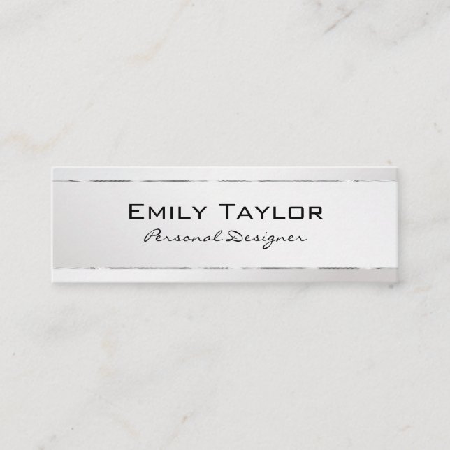 Platinum Background Silver Trim Mini Business Card (Front)