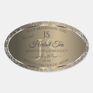 Platinum Beige with Glitter Initials Product Label