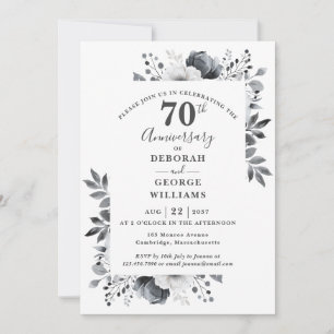 Platinum Botanical 70th Wedding Anniversary  Invitation