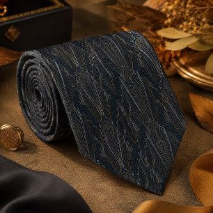 Platinum Deco Geometry Luxury Modern Art Deco Tie