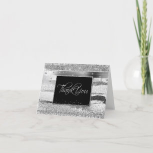 Platinum Glittery Thank You Card